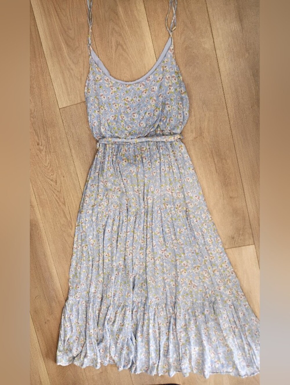 Lulu's Sunny Bliss Cornflower Blue Floral Tiered Maxi Sundress XL - Picture 6 of 12